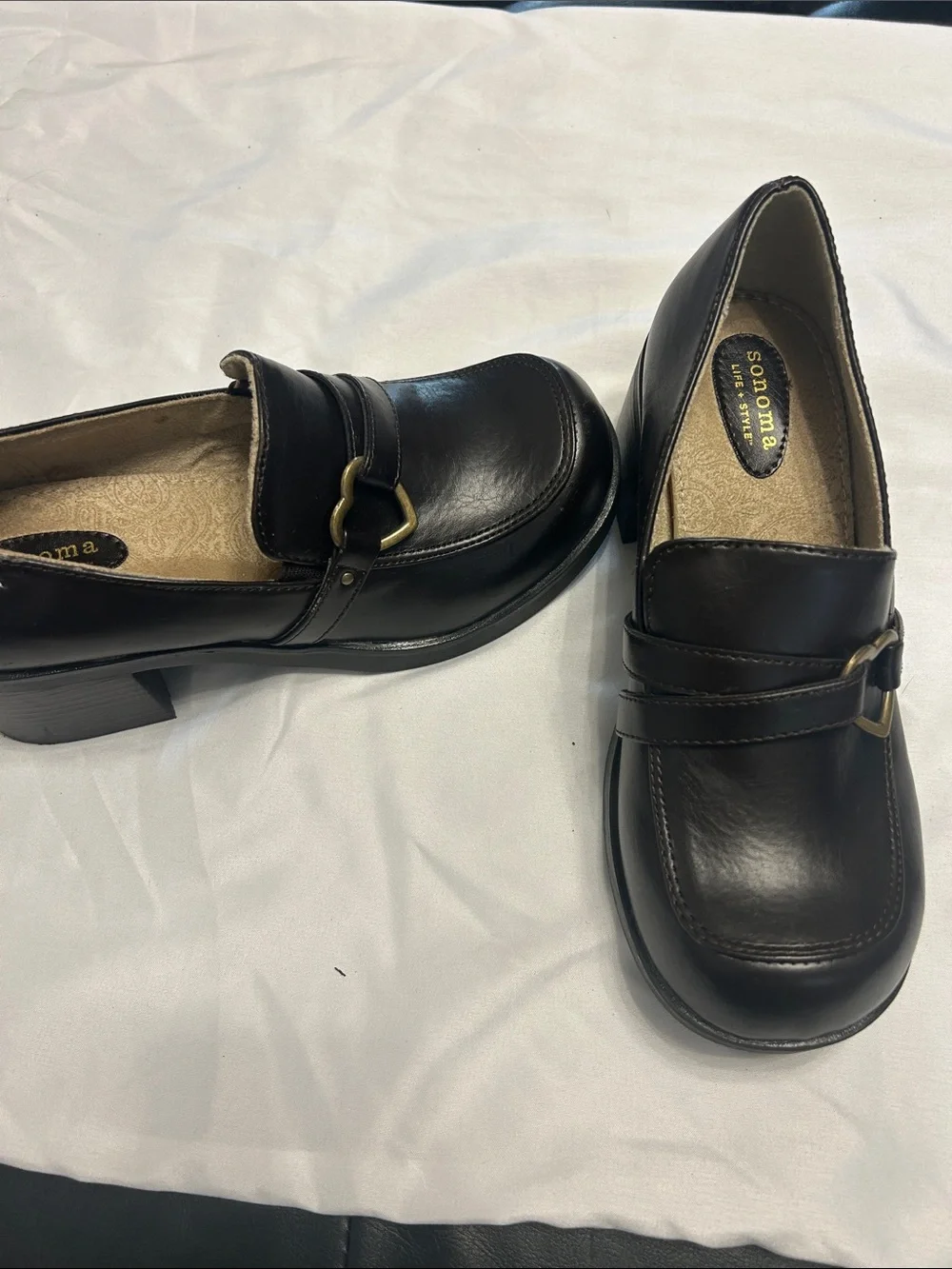 Sonoma Dark Brown girls Slip-On Loafers with Gold-Tone Accent